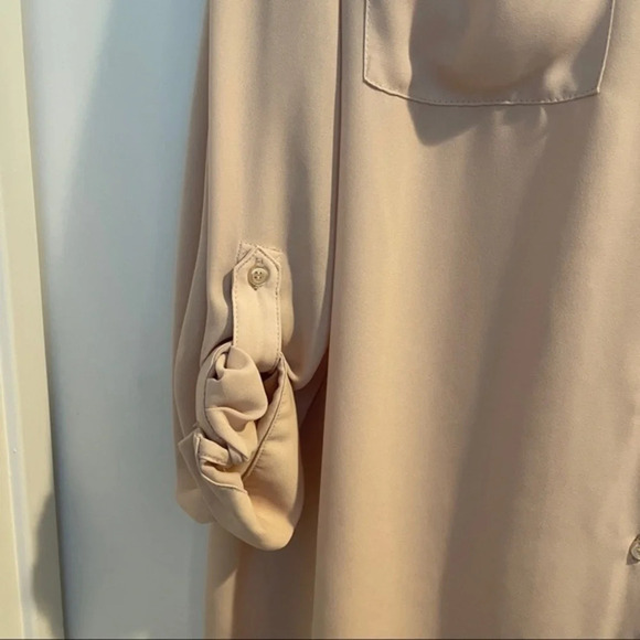 Top shirt button down XL adjustable sleeves H&M beige - Picture 4 of 4